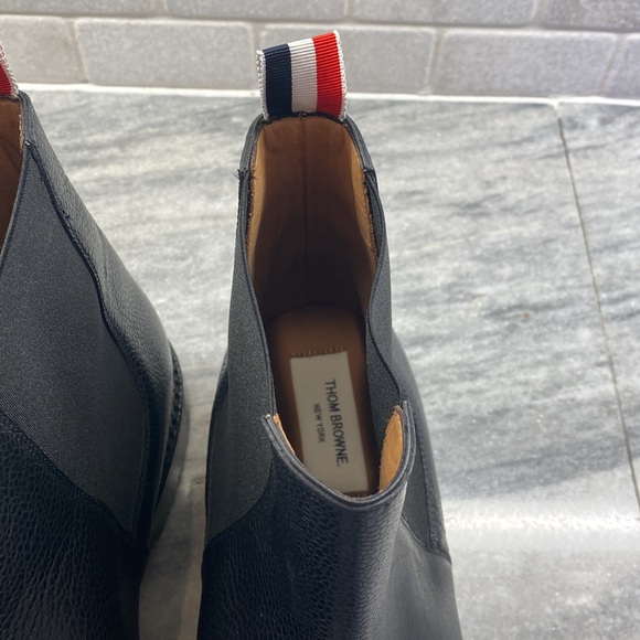 Thom Browne Stunning Leather Black Dress Boots Size 12. New In Box - Picture 4 of 11